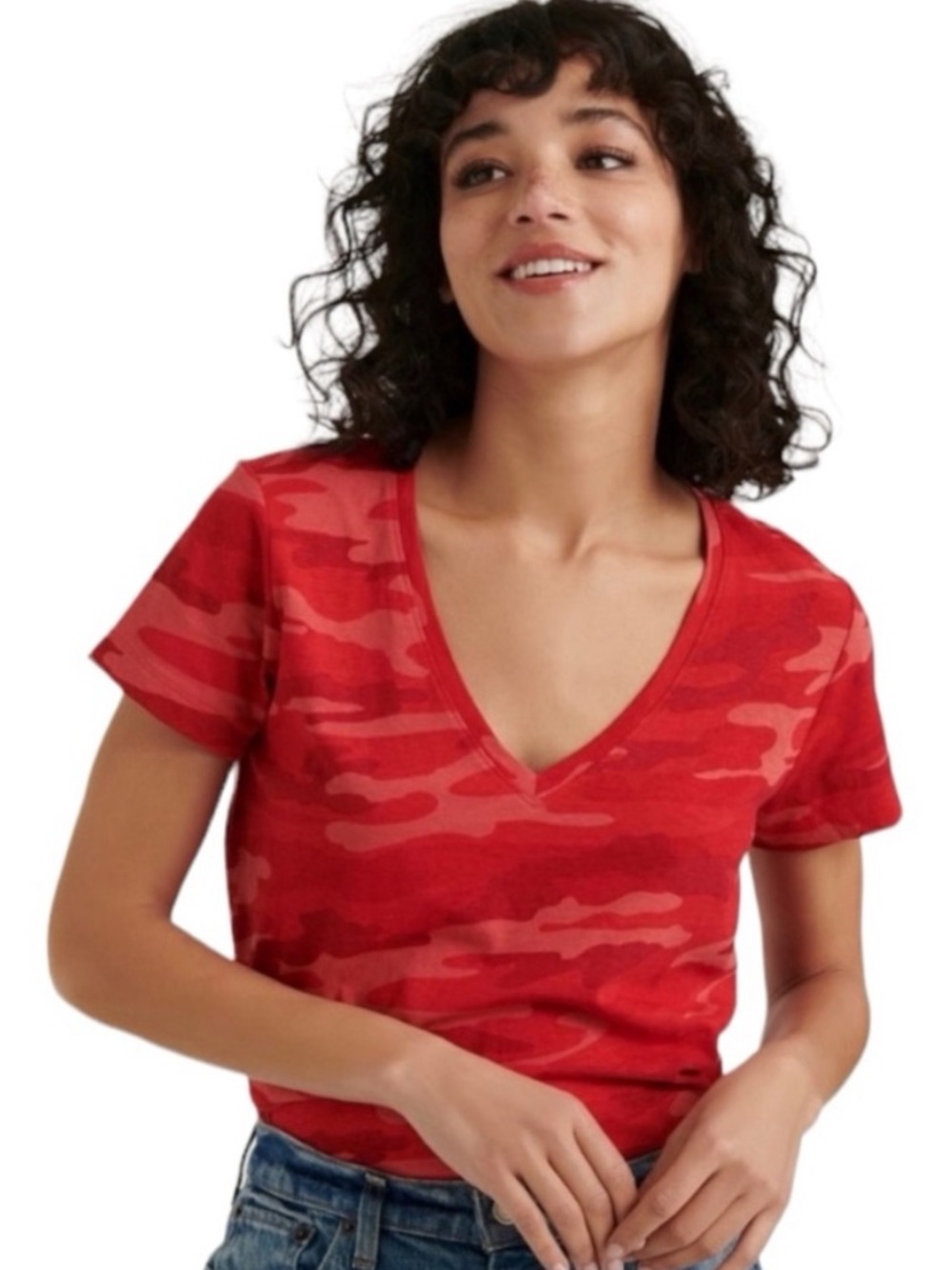 Lucky Brand red camouflage tee size Small